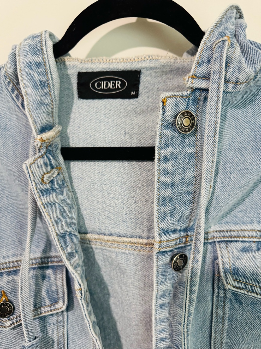Cider Light Blue Cropped Hooded Denim Jacket - Picture 3 of 3